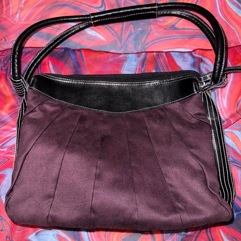 Vintage Victoria’s Secret Plum Velvet Pleated Pinstripe Shoulder Bag